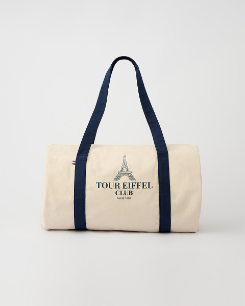 Sac Bowling Coton Ecru et Bleu - Boutique tour Eiffel