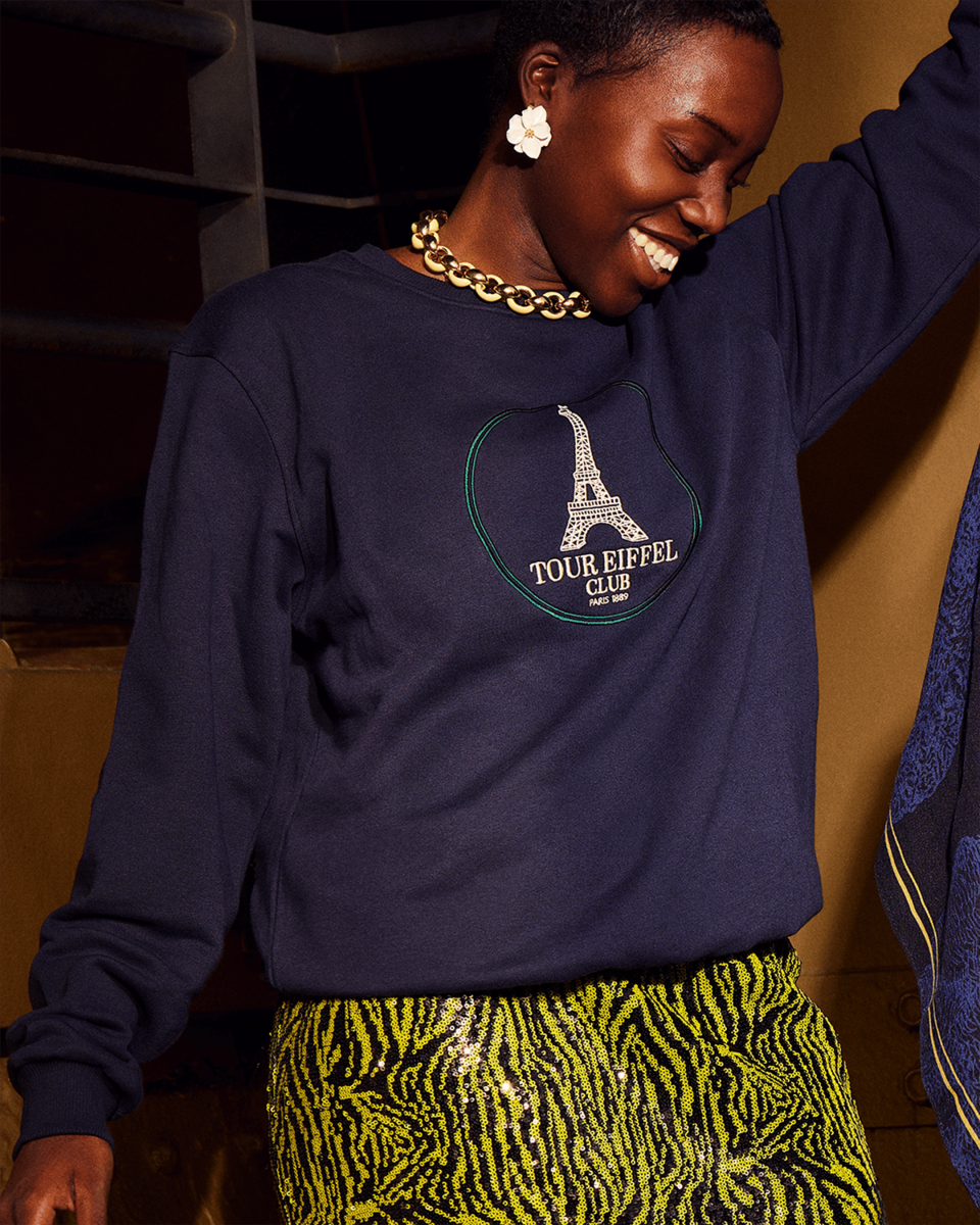 Blue and Green Cotton Sweater – Official Eiffel Tower Shop